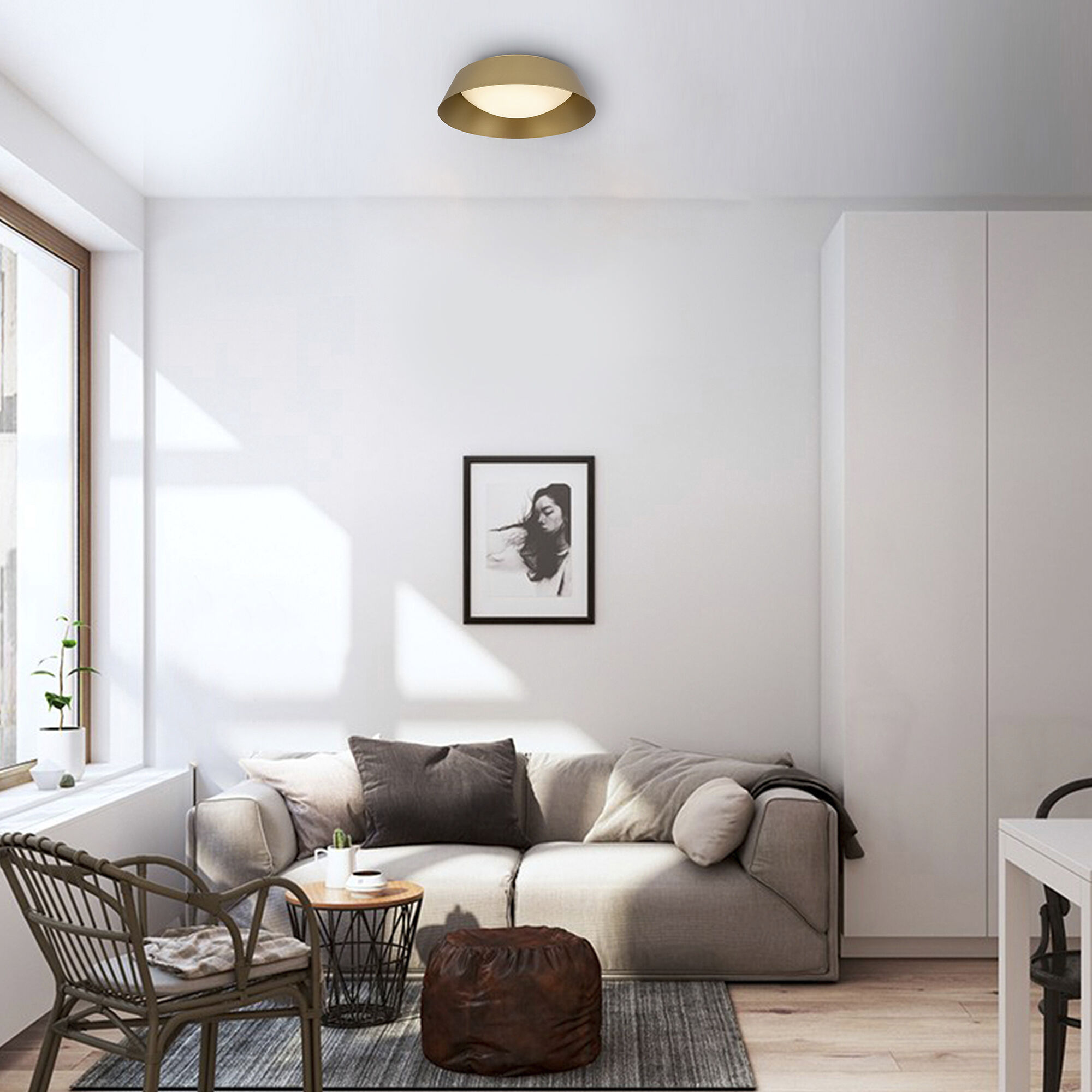 Pez LED 15 inch Painted Brass Outdoor Flush Mount